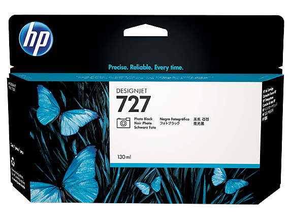 HP 727 130-ml Photo Black DesignJet Ink Cartridge, B3P23A