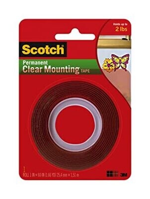 3M Scotch® Clear Mounting Tape 4010, 1 in x 60 in x .02 in (25,4 mm x 1,51 m)