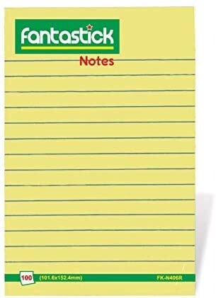 Fantastick Yellow Sticky Notes (RULED) 4in x 6in