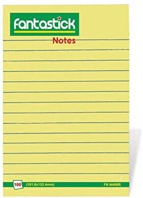 Fantastick Yellow Sticky Notes (RULED) 4in x 6in