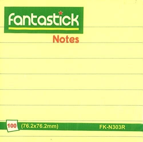 Fantastick Yellow Sticky Notes (RULED) - 3in x 3in, 3in x 5in