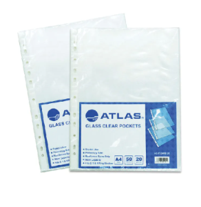 Atlas A4 Size Transparent Pockets, Polypropylene, 100&#39;s Pack