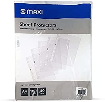 Maxi A4 Size Transparent Pockets, Polypropylene, 100&#39;s Pack