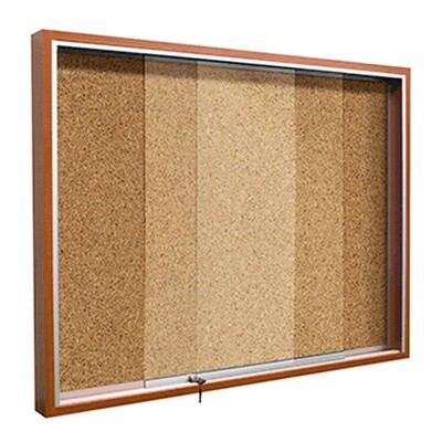 Lockable Cork Notice Board with Sliding Glass