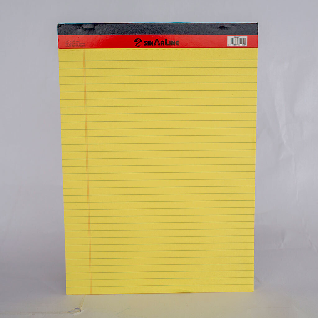 SinarLine Legal Pad / Writing Pad, Ruled, Yellow