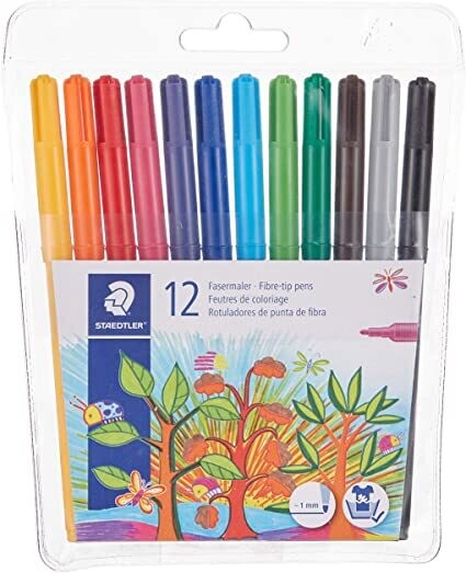 Staedtler Noris Club Coloured Fibre Tip Markers 12 Pack