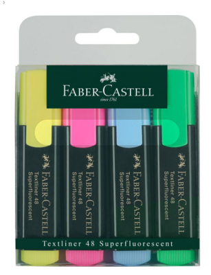 Faber Castell Textliner 48 Highlighter Marker, Set of 4 colors
