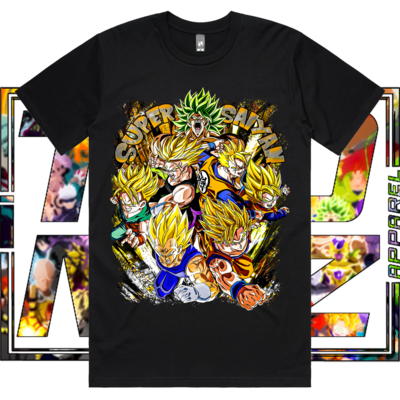 Super Saiyan, Style: Standard Classic Tee, Colour: Black