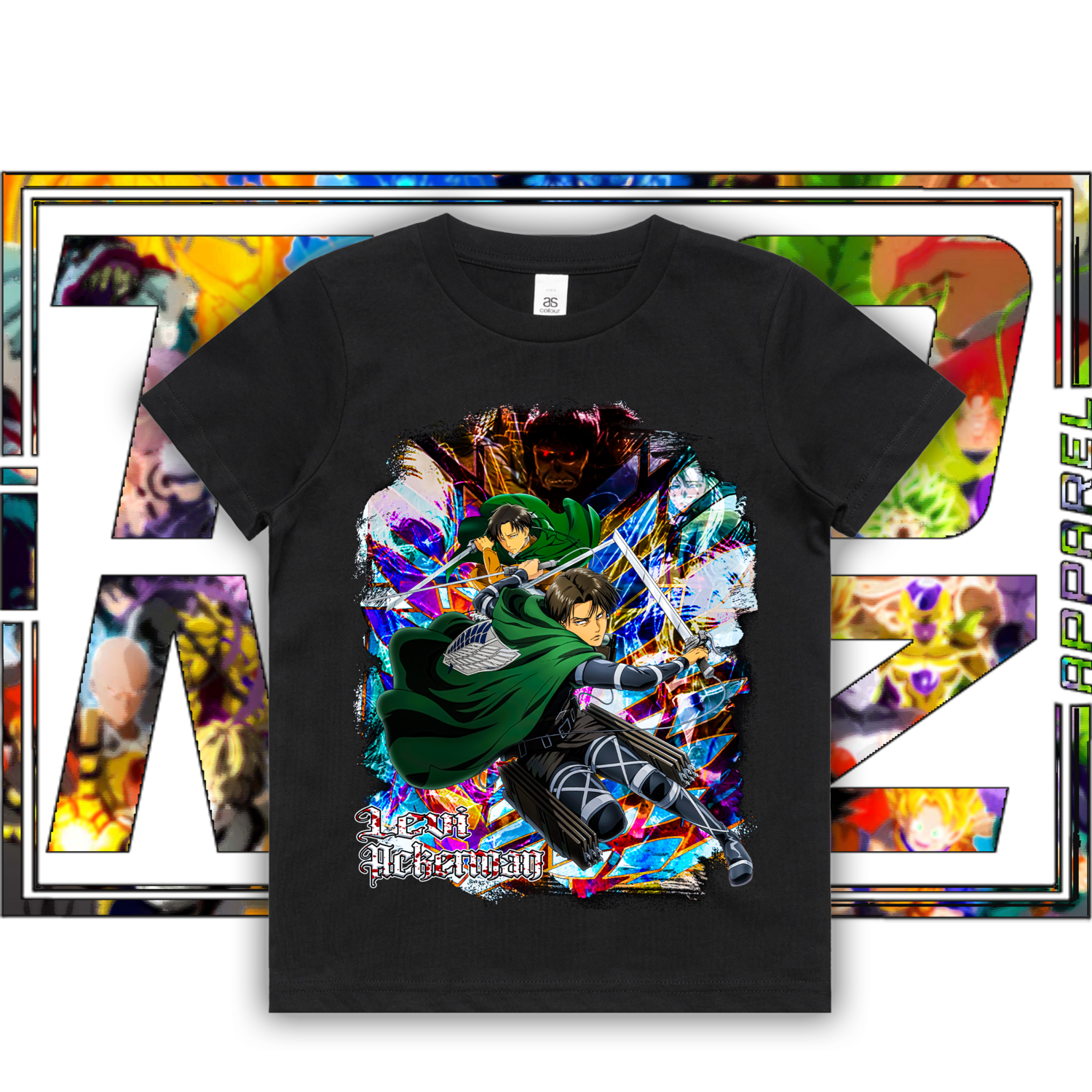 Levi Ackerman - Kids, Colour: ASColour Kids Tee - Black