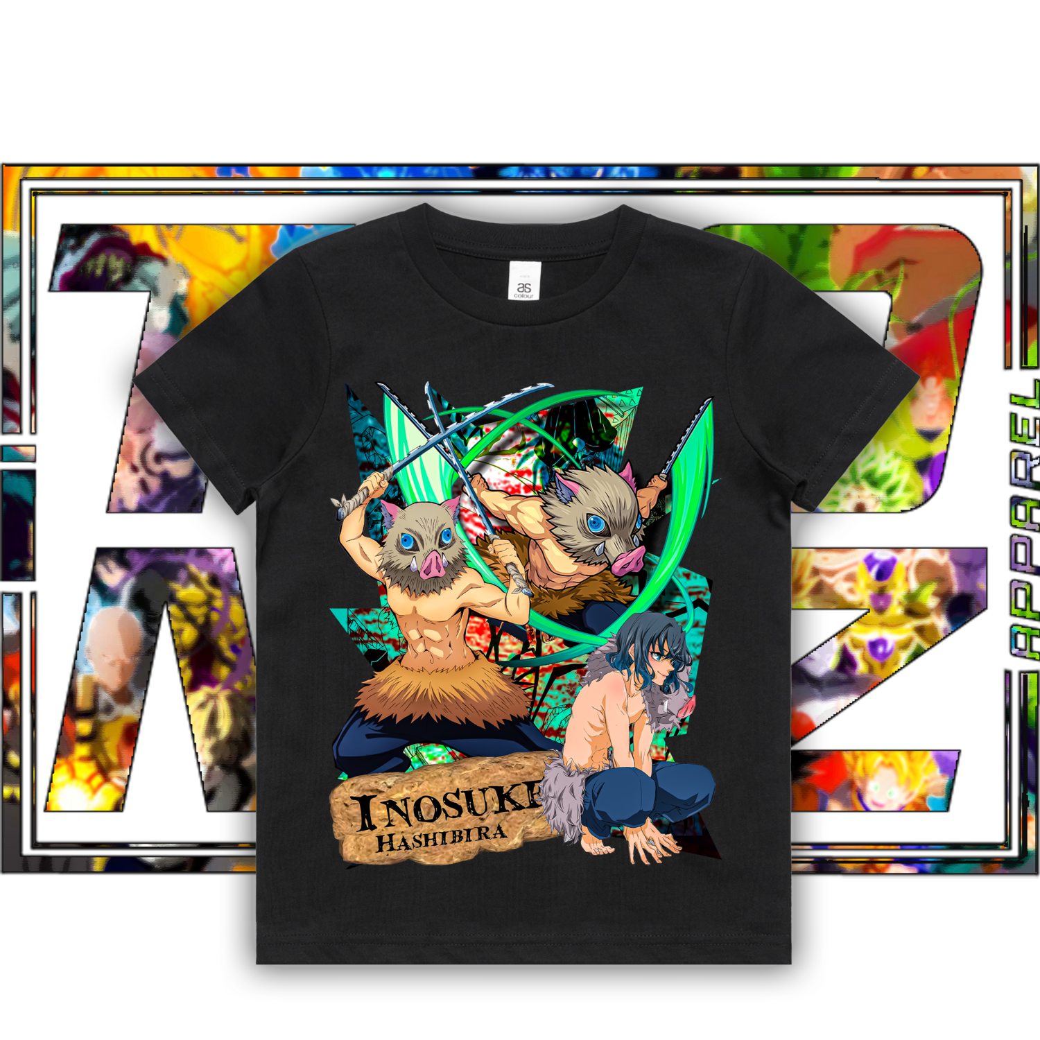 Inosuke - Kids, Colour: ASColour Kids Tee - Black