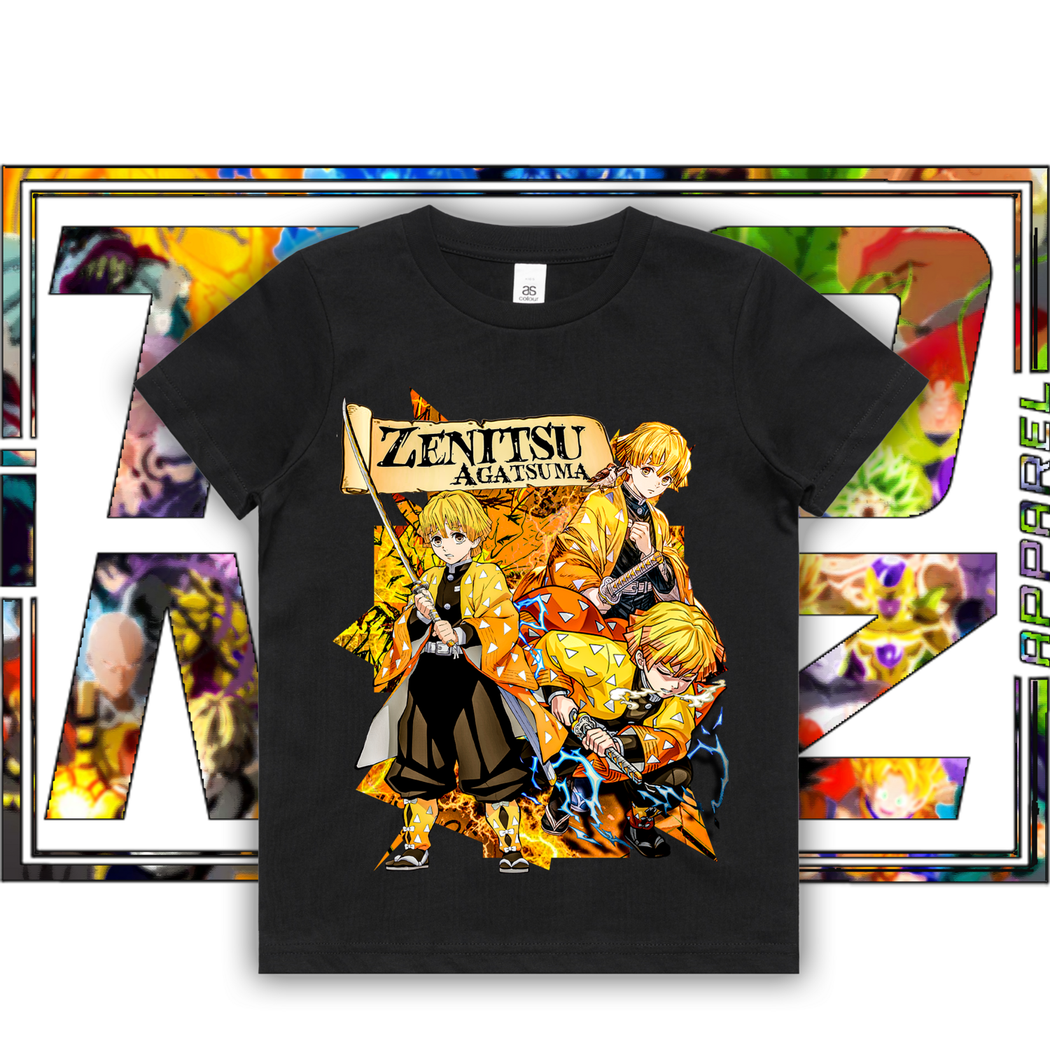 Zenitsu - Kids, Colour: ASColour Kids Tee - Black