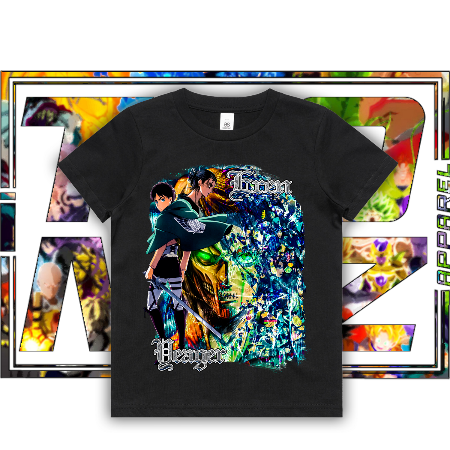 Eren Yeager - Kids, Colour: ASColour Kids Tee - Black