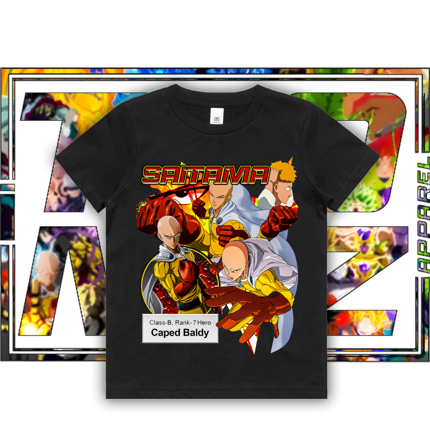 Saitama - Kids, Colour: ASColour Kids Tee - Black