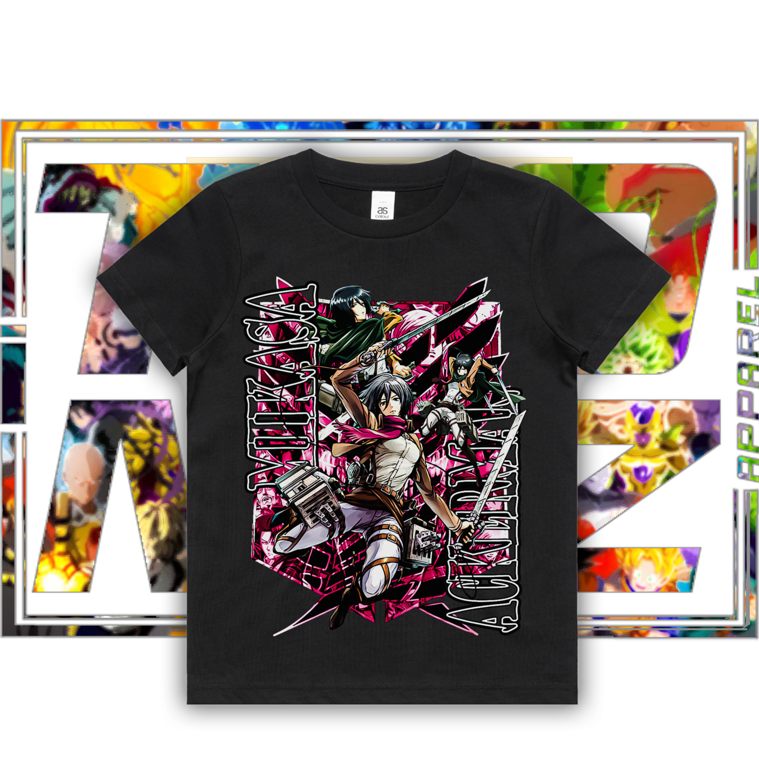 Mikasa - AOT - Kids, Colour: ASColour Kids Tee - Black