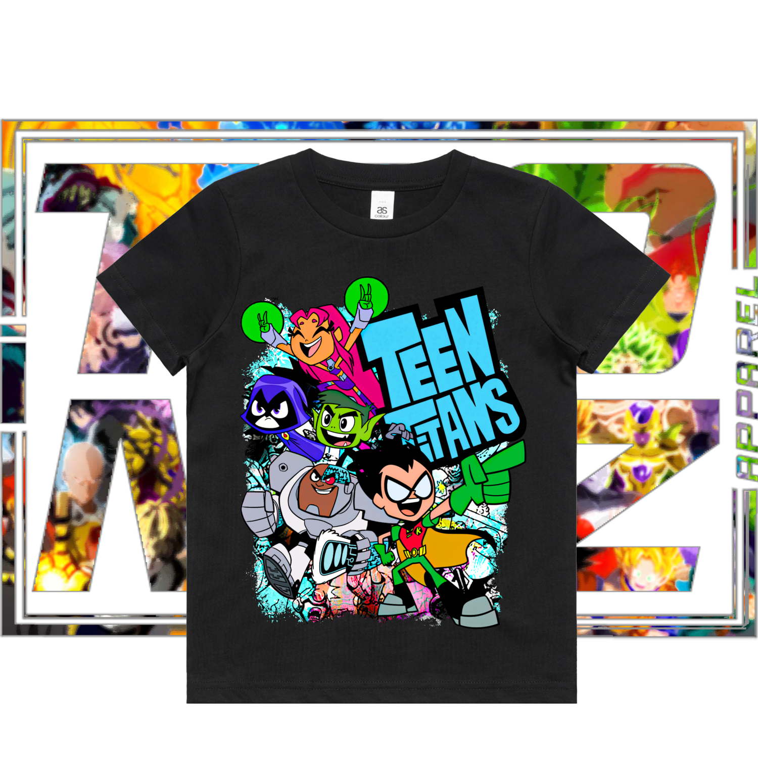 Teen Titans - Kids, Colour: ASColour Kids Tee - Black