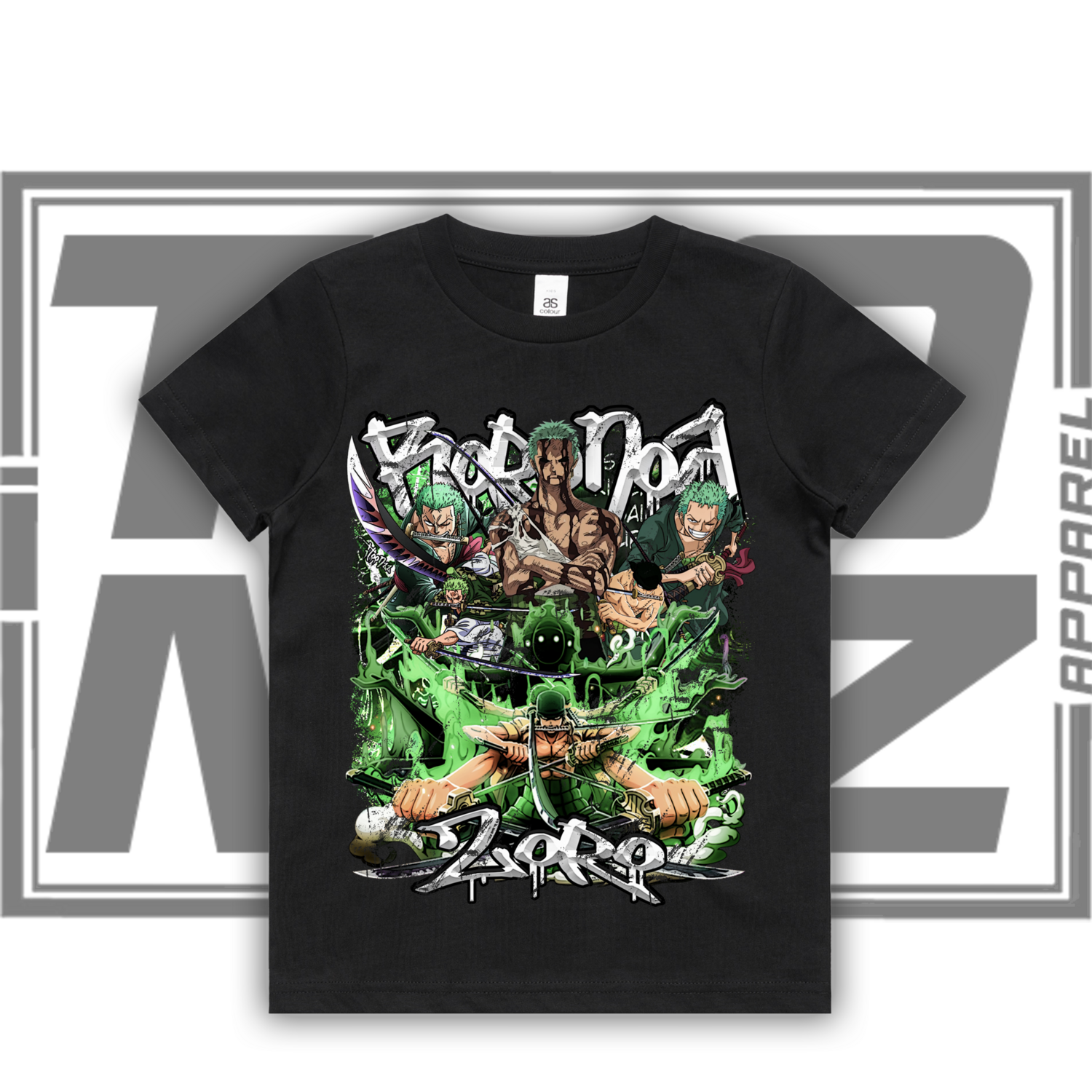 Zoro &quot;Nothing Happened&quot; - Kids, Colour: ASColour Kids Tee - Black