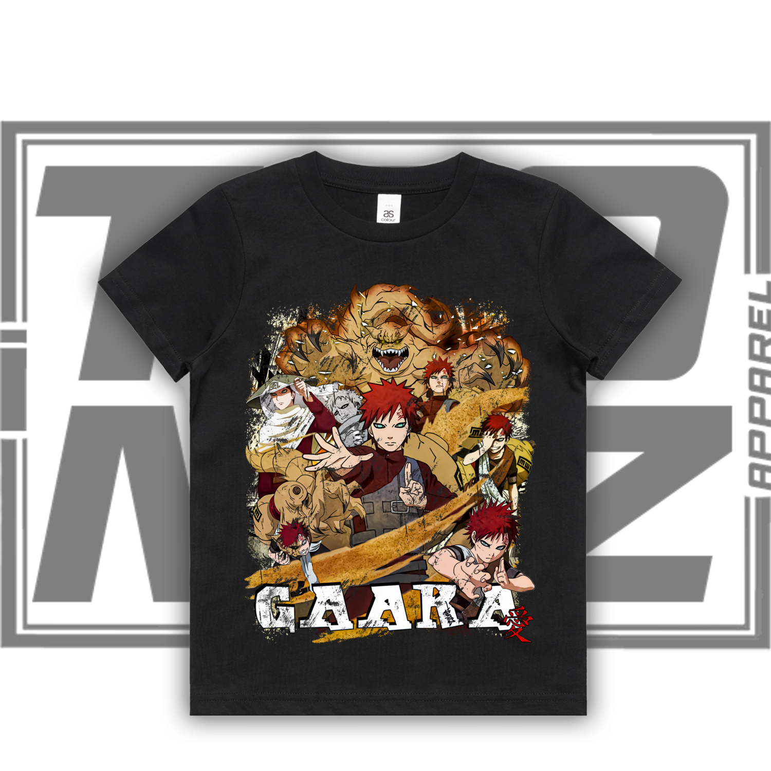 Gaara - Kids, Colour: ASColour Kids Tee - Black