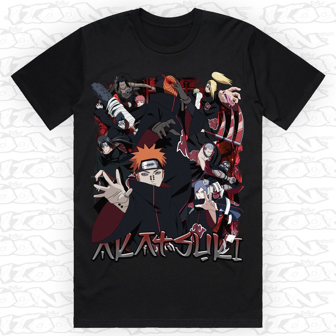 Akatsuki - Red Cloud, Style: Block Tee, Colour: Black