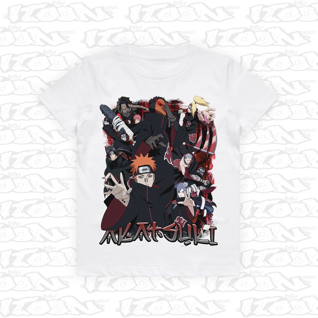 Akatsuki Kids — Red Cloud, Style: Kids Tee, Colour: White