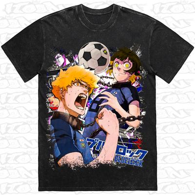 Blue Lock artwork printed on AS Colour Heavy Stone Tee (front view)
