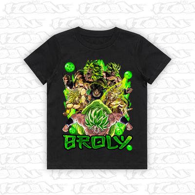 Broly Berserker artwork printed on AS Colour Kids Tee (front view)
