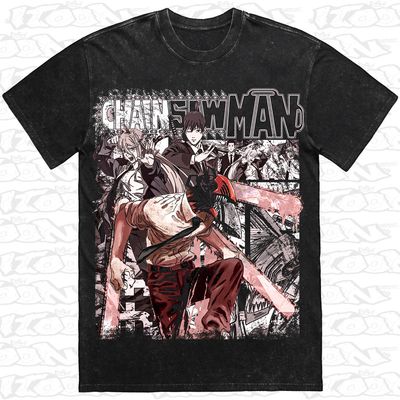 Chainsaw Man artwork printed on AS Colour Heavy Stone Tee (front view)
