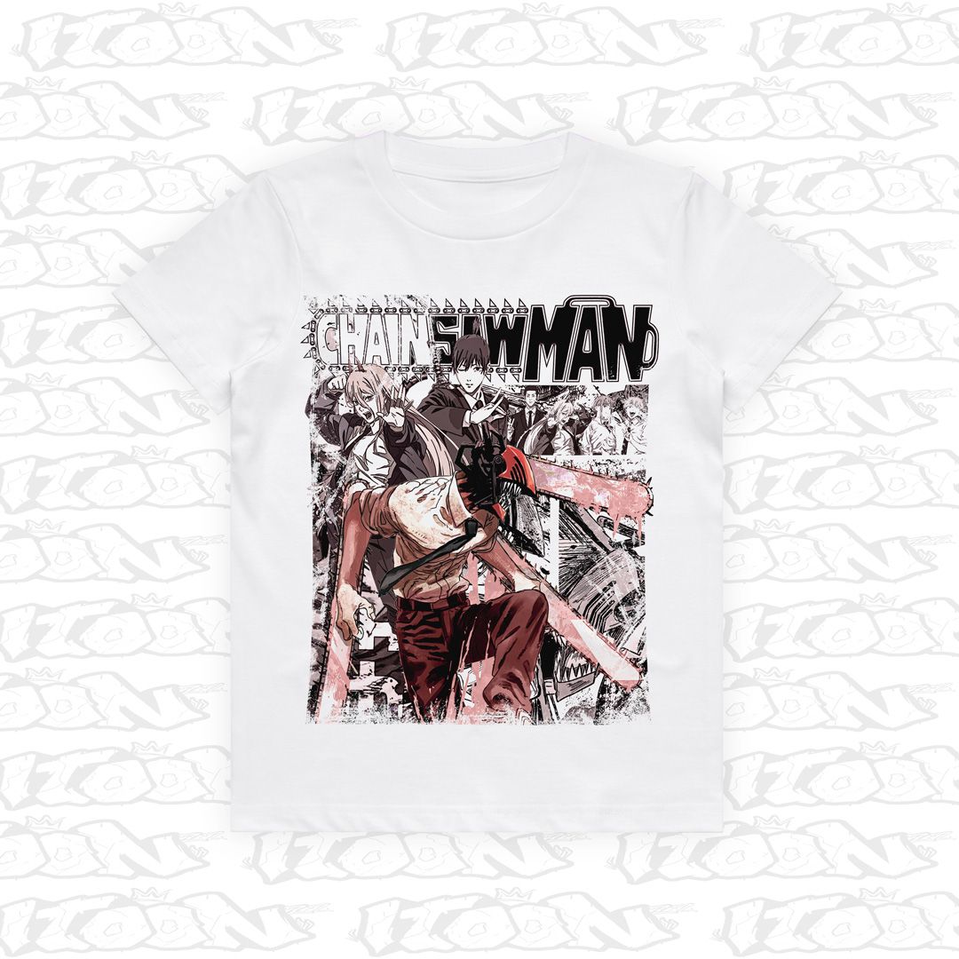 Chainsaw Man Kids, Style: Kids Tee, Colour: White