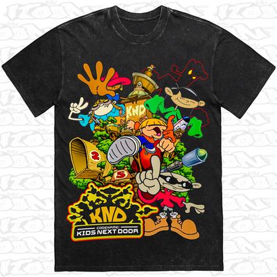 Codename KND artwork printed on AS Colour Heavy Stone Tee (front view)
