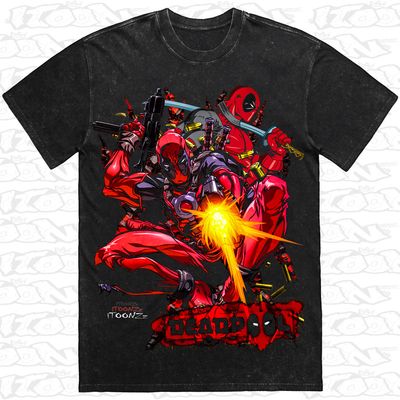 Deadpool artwork printed on AS Colour Heavy Stone Tee (front view)
