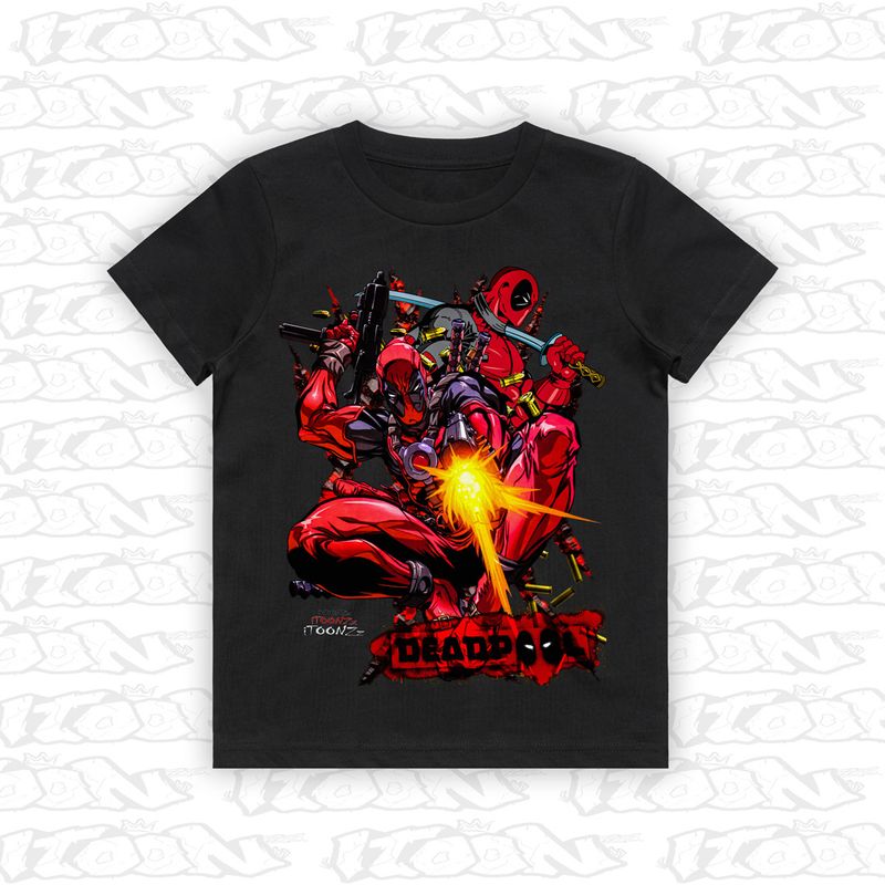 Deadpool artwork printed on AS Colour Kids Tee (front view)
