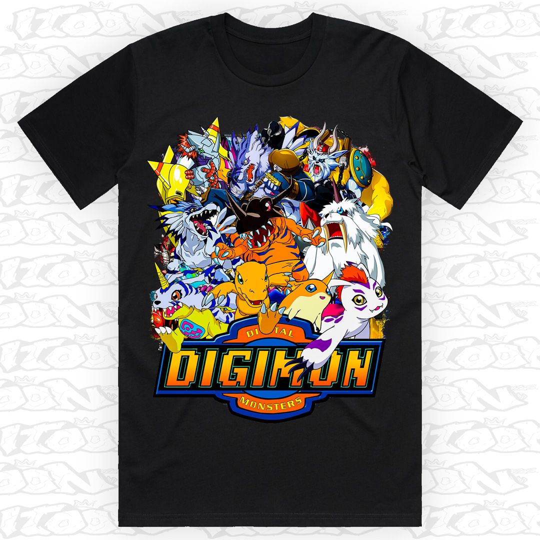 Digimon, Style: Block Tee, Colour: Black