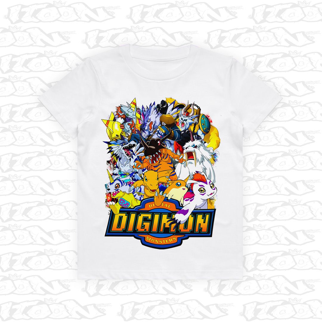 Digimon Kids, Style: Kids Tee, Colour: White