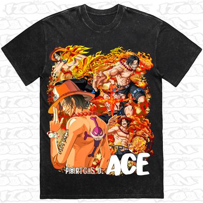 Portgas D. Ace artwork printed on AS Colour Heavy Stone Tee (front view)
