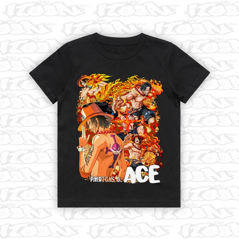 Portgas D. Ace artwork printed on AS Colour Kids Tee (front view)
