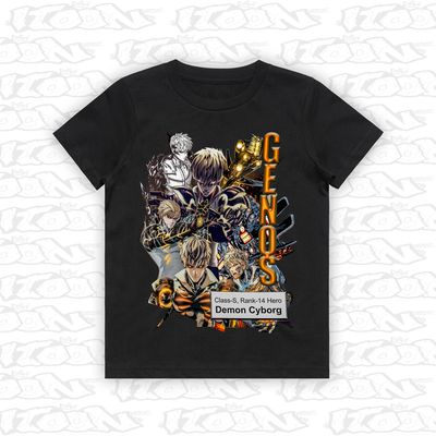 Genos artwork printed on AS Colour Kids Tee (front view)
