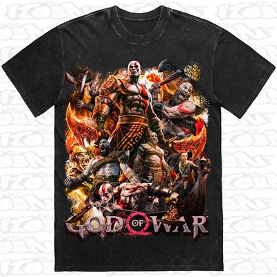 God of War artwork printed on AS Colour Heavy Stone Tee (front view)

