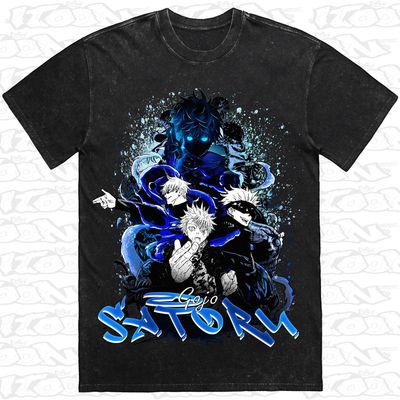 Gojo Lapse Blue artwork printed on AS Colour Heavy Stone Tee (front view)
