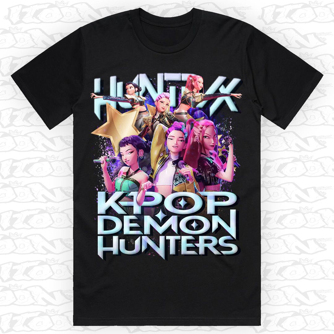 Huntrx Kpop Demon Hunters, Style: Block Tee, Colour: Black