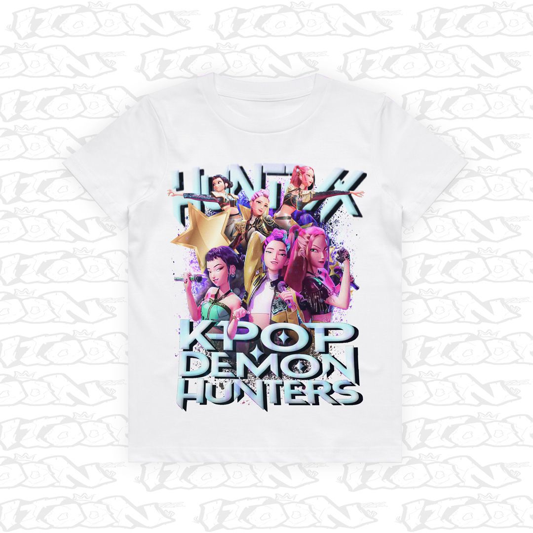 Huntrx Kpop Demon Hunters Kids, Style: Kids Tee, Colour: White