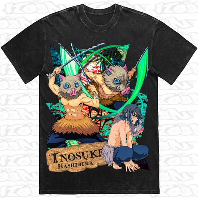Inosuke Hashibira artwork printed on AS Colour Heavy Stone Tee (front view)
