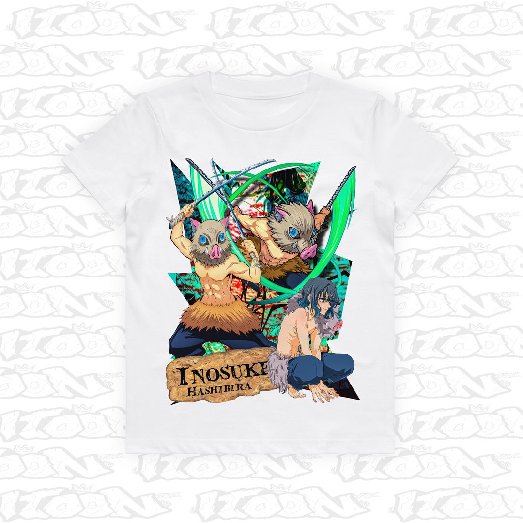 Inosuke Hashibira Kids, Style: Kids Tee, Colour: White
