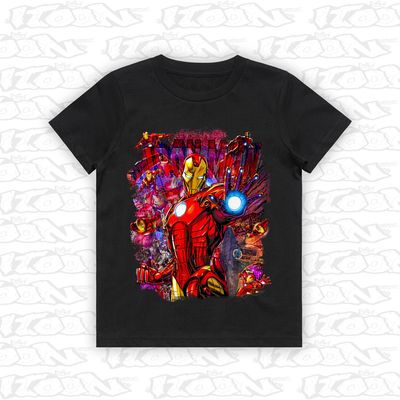 Iron Man artwork printed on AS Colour Kids Tee (front view)
