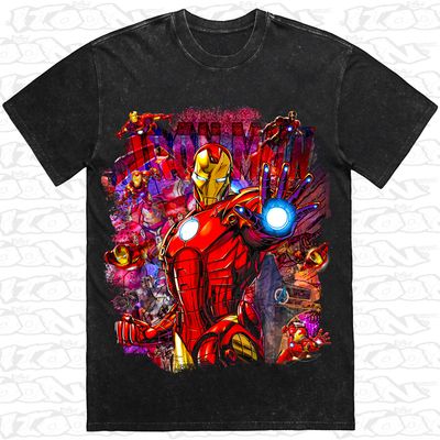 Iron Man artwork printed on AS Colour Heavy Stone Tee (front view)
