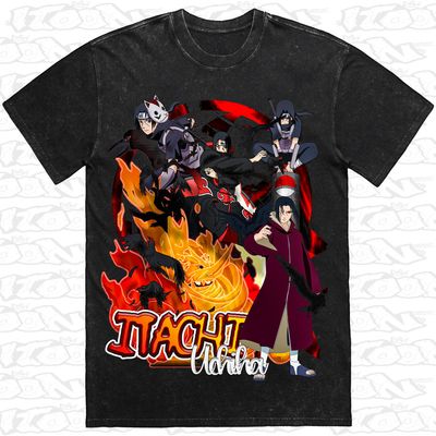 Itachi Uchiha artwork printed on AS Colour Heavy Stone Tee (front view)
