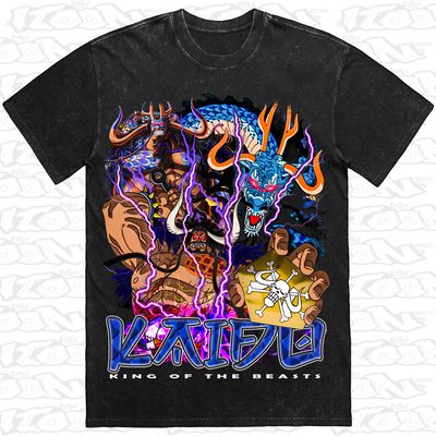 Kaido artwork printed on AS Colour Heavy Stone Tee (front view)
