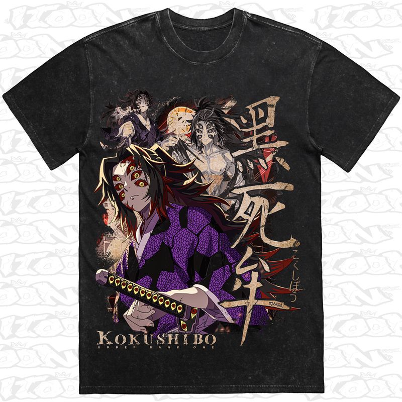 Kokushibo artwork printed on AS Colour Heavy Stone Tee (front view)
