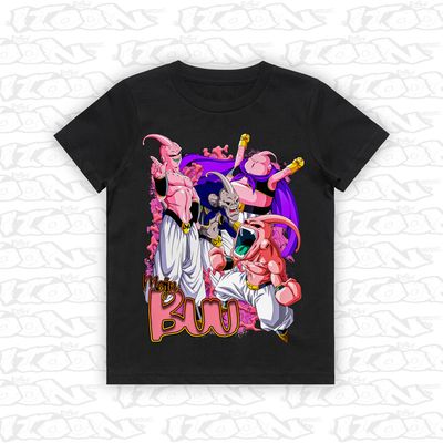 Majin Buu artwork printed on AS Colour Kids Tee (front view)
