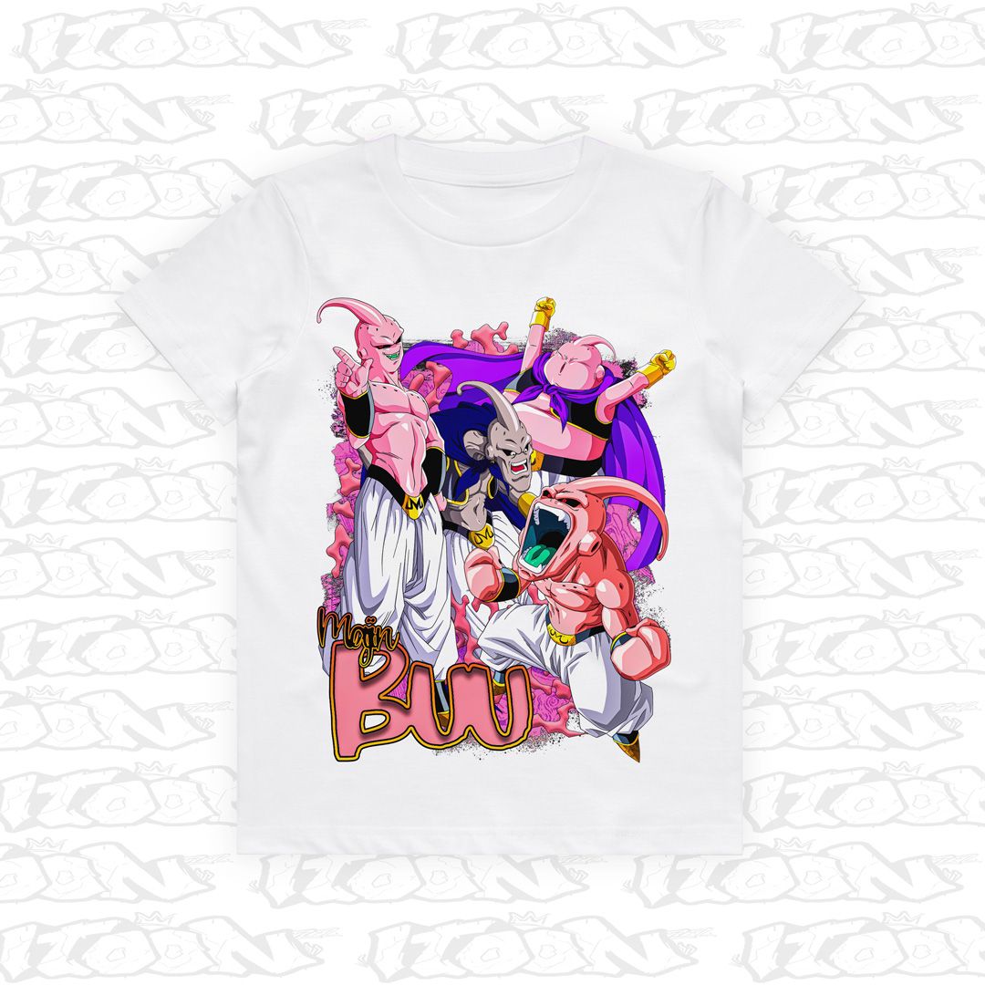Majin Buu Kids, Style: Kids Tee, Colour: White