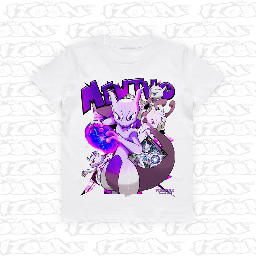 Mewtwo Kids, Style: Kids Tee, Colour: White