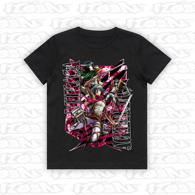 Mikasa Ackerman artwork printed on AS Colour Kids Tee (front view)
